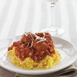 Meatless Meatballs over Herbed Spaghetti Squash