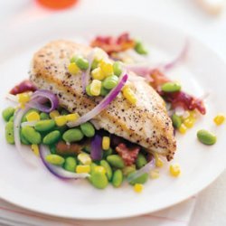 Sauteed Chicken with Corn and Edamame