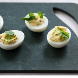 Watercress and Green Onion Deviled Eggs