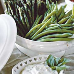 Steamed Asparagus and Green Beans With Fresh Lemon-Basil Dip