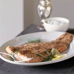 Pepper-Roasted Salmon With Mustard-Herb Cream Sauce