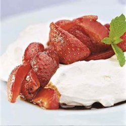 Strawberry-Topped Pavlovas with Honey-Balsamic Sauce