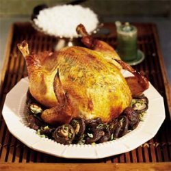 Soy-Ginger Roast Chicken with Shiitake Mushrooms