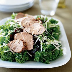 Mustard Greens Salad with Pork and Asian Pear