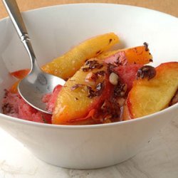 Broiled Peaches and Hazelnuts with Vanilla Ice Cream