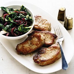 Pork Chops with Escarole and Balsamic Onions