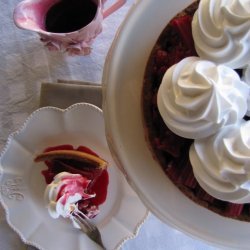 Rhubarb Raspberry Meringue Cake