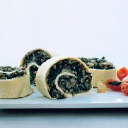 Egg Roulade Stuffed with Turkey Sausage, Mushrooms, and Spinach
