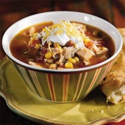 Fiesta Turkey Soup With Green Chile Biscuits