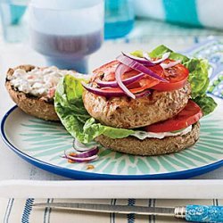 Turkey Burgers with Spicy Pickle Sauce