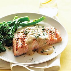 Grilled Salmon with Mustard-Wine Sauce