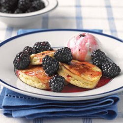 Warm Johnny Cakes with Blackberries