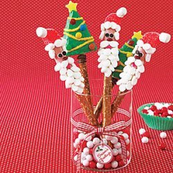 Santa and Tree Pretzel Rods