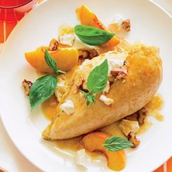 Rotisserie Chicken with Peaches, Walnuts, and Basil