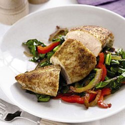 Spiced Chicken with Sauteed Collards and Peppers
