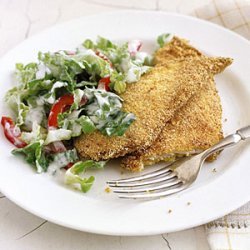 Crispy Chicken Cutlets with Creamy Romaine Salad