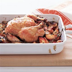 Roast Chicken with Balsamic Peaches