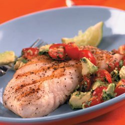 Grilled Halibut with Tomato-Avocado Salsa