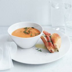 Cantaloupe Soup with Prosciutto and Mozzarella Sandwiches