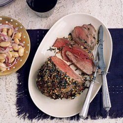 Roasted Tarragon Lamb with Butter Beans