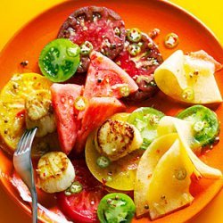 Tomato and Melon Salad with Scallops and Pink Peppercorns