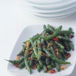 Green Beans with Crisp Shallots, Chile, and Mint