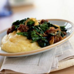 Chinese Broccoli with Sausage and Polenta