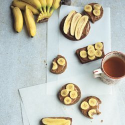 Almond Butter and Finger Bananas on Fruit Bread