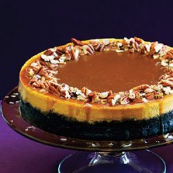 Pumpkin-Orange Cheesecake with Chocolate Crust and Salted Caramel