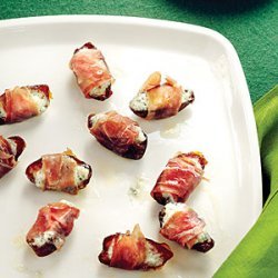 Warm Dates with Soft Blue Cheese and Prosciutto