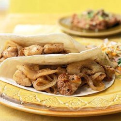 Chicken Soft Tacos with Sauteed Onions and Apples
