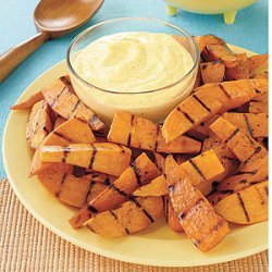 Grilled Sweet Potato Fingers with Curry Dip