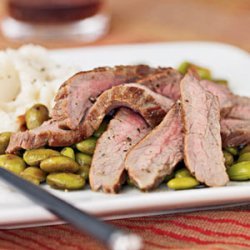 Flank Steak and Edamame with Wasabi Dressing