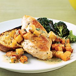 Sauteed Chicken with Sweet Potatoes and Pears