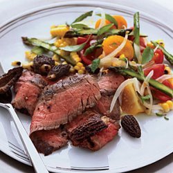 Grilled Flank Steak with Corn, Tomato and Asparagus Salad