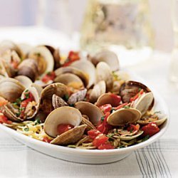 Steamed Clams and Tomatoes with Angel Hair Pasta
