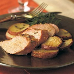 Hickory-Planked Pork Tenderloin with Rosemary Dijon Potatoes