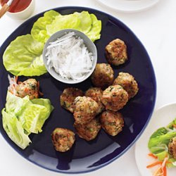 Shrimp and Pork Meatball Wraps with Vietnamese Dipping Sauce