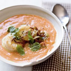 Curry-Citrus Cauliflower Soup with Seared Scallops and Crispy Shallots