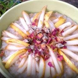 Slow Cooker Pear Rose Cardamom Cake Oatmeal
