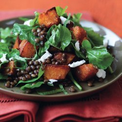 Spiced Pumpkin, Lentil, and Goat Cheese Salad