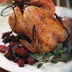 Cornish Game Hens with Pancetta, Juniper Berries and Beets