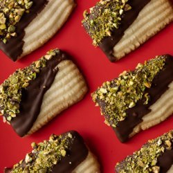 Chocolate-Dipped Spritz Washboards with Pistachios