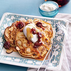 Almond Pancakes with Sour Cherry Syrup