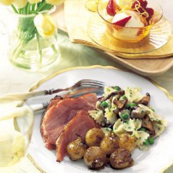 Balsamic- and Dijon-Glazed Ham with Roasted Pearl Onions