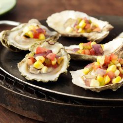 Grilled East Coast Oysters with Corn Jalapeño Salsita