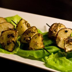 Red Potato Skewers with Garlic and Mustard