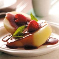 Poached Pears with Raspberry Sauce
