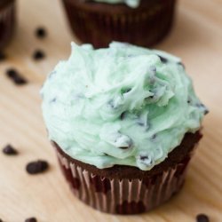 Dark-Chocolate Mint Cupcakes with White-Chocolate Mint Frosting