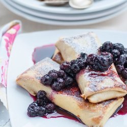 Cheese Blintzes with Blueberry Sauce